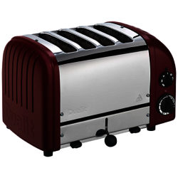Dualit Made to Order Classic 4-Slice Toaster Stainless Steel/Wine Red Matt